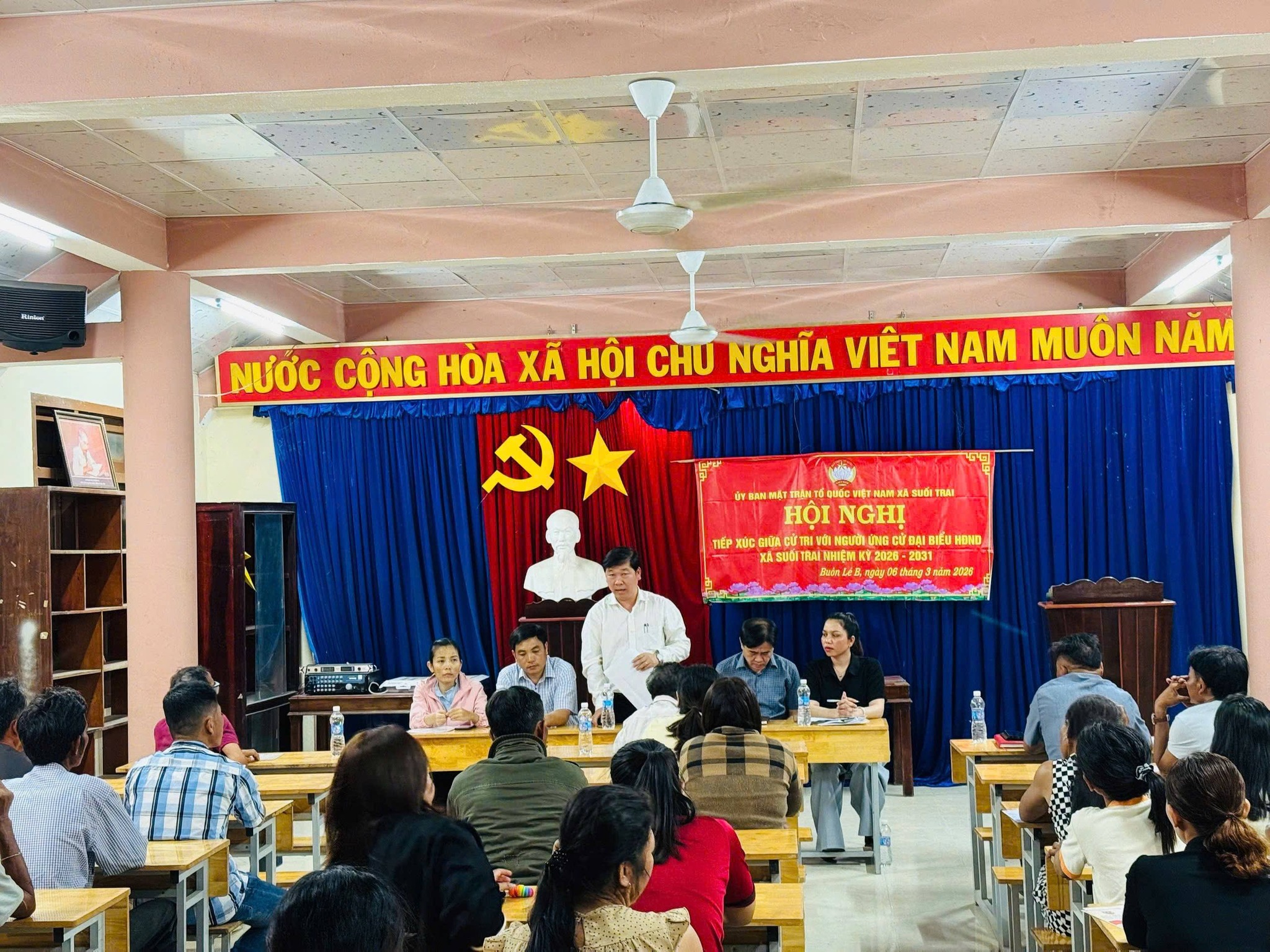 XÃ SUỐI TRAI TỔ CHỨC HỘI NGHỊ TIẾP XÚC GIỮA CỬ TRI VỚI NHỮNG NGƯỜI ỨNG CỬ ĐẠI BIỂU HĐND XÃ NHIỆM KỲ 2026–2031.