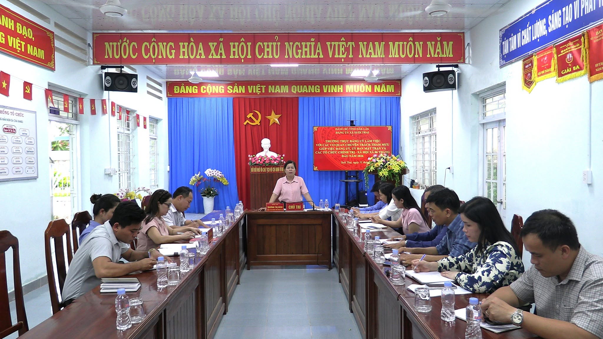 THƯỜNG TRỰC ĐẢNG ỦY XÃ SUỐI TRAI LÀM VIỆC VỚI CÁC CƠ QUAN THAM MƯU, MẶT TRẬN VÀ CÁC TỔ CHỨC CHÍNH TRỊ - XÃ HỘI 6 THÁNG ĐẦU NĂM 2026