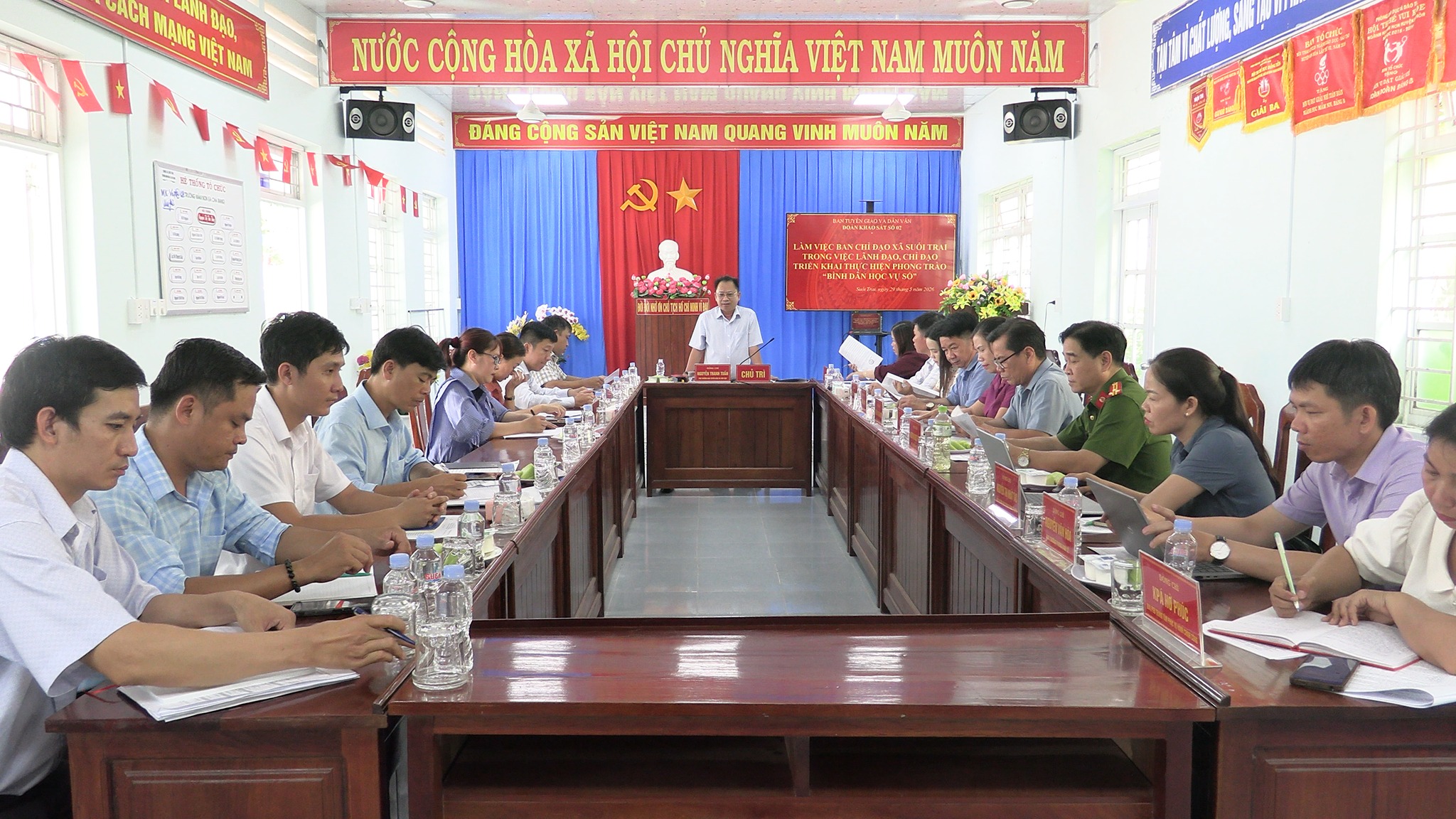 ĐOÀN KHẢO SÁT SỐ 02 CỦA BAN TUYÊN GIÁO VÀ DÂN VẬN TỈNH ỦY KHẢO SÁT VIỆC TRIỂN KHAI PHONG TRÀO “BÌNH DÂN HỌC VỤ SỐ” TẠI XÃ SUỐI TRAI