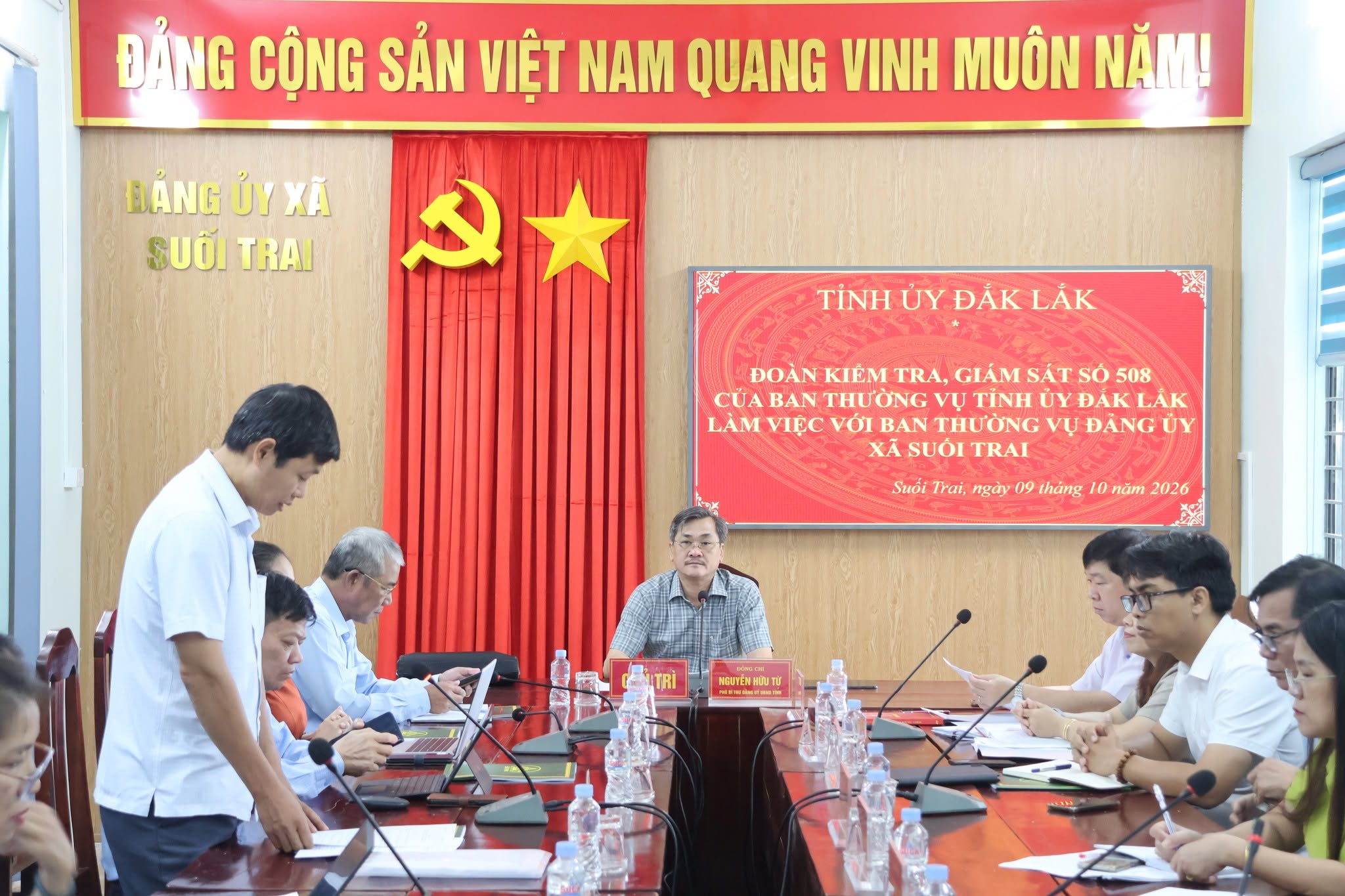 ĐOÀN KIỂM TRA, GIÁM SÁT SỐ 508 CỦA BAN THƯỜNG VỤ TỈNH ỦY LÀM VIỆC VỚI BAN THƯỜNG VỤ ĐẢNG ỦY XÃ SUỐI TRAI.